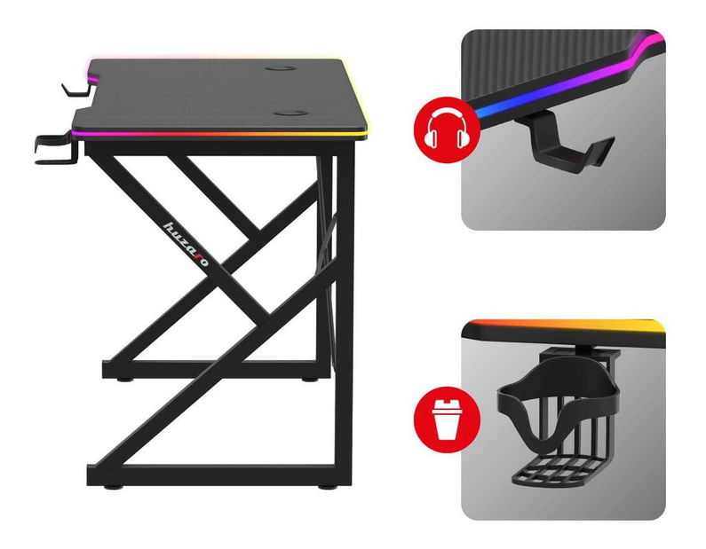 Masă PC Hyperion 1.7 (negru + multicolor) (cu iluminat LED)