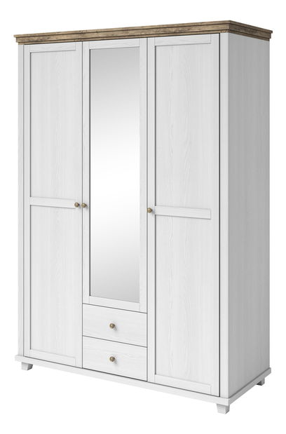 Ormar za garderobu Elvina S DJU19 (hrast lefkas tamni + pepeljasta) (s ogledalom)