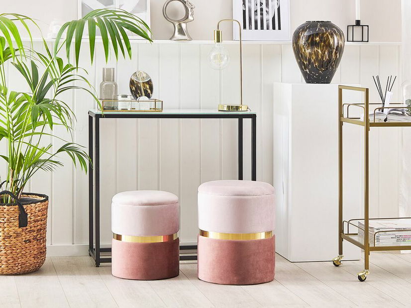 Set 2 buc. taburete WICHINE (stofă) (roz) (cu sp. depozitare)