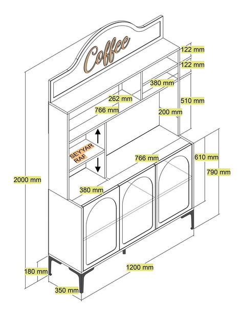 Bufet Lyantela 120 (crem + negru)