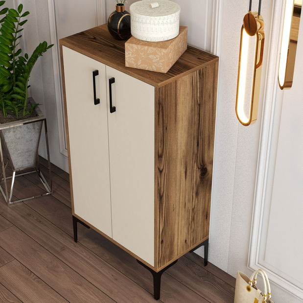 Dulap pentru pantofi Praga 1 (nuc + crem)