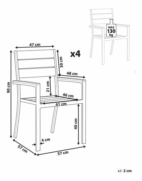 Set de 4 scaune de grădină Praza (lemn deschis)