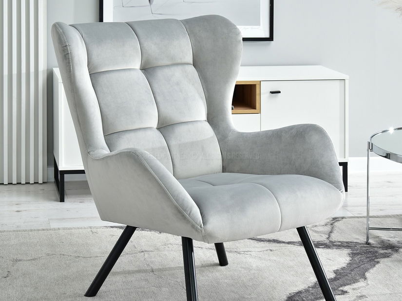 Dizajnové kreslo Norweien (sivá + zlatá)