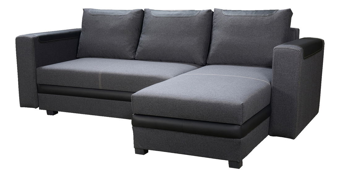 Rohová sedačka Bono (tmavosivá + čierna) (P)