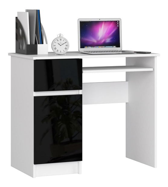PC stolík Bhaskar (biela + lesk čierny) (L)