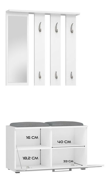 Előszoba szett Oasis 1 (fehér) (tükörrel)