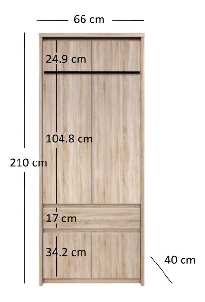 Dulap de haine Noella (Stejar sonoma)
