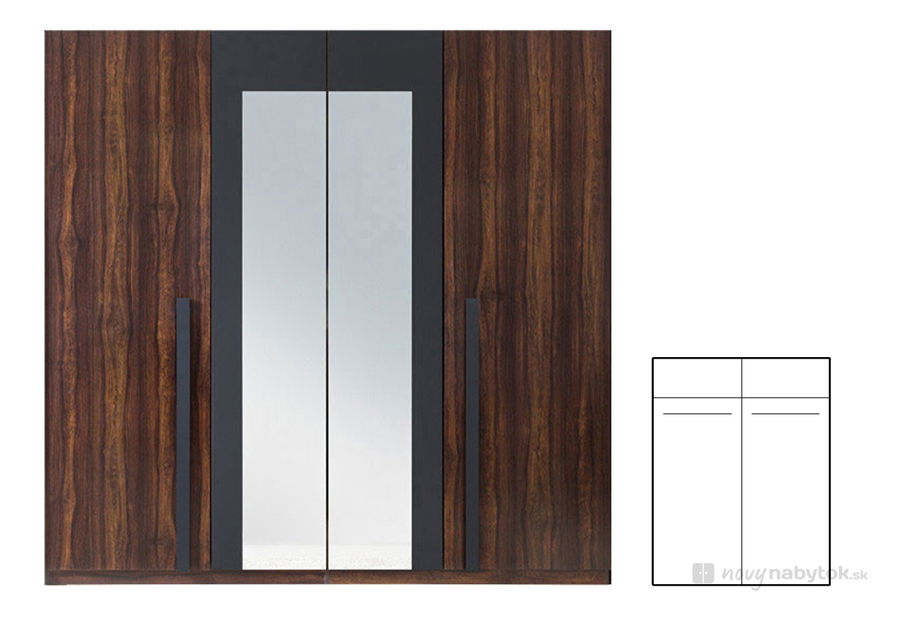 Ruhásszekrény F29 SZF4D alhambra + fekete