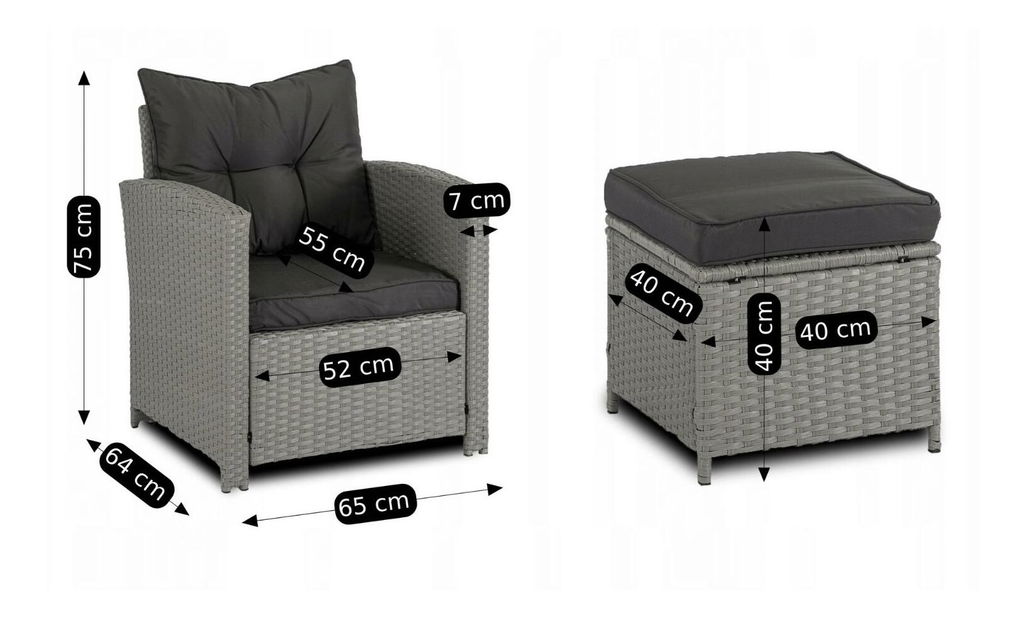 Set mobilier de grădină Comidas (gri) (pentru 7 persoane)