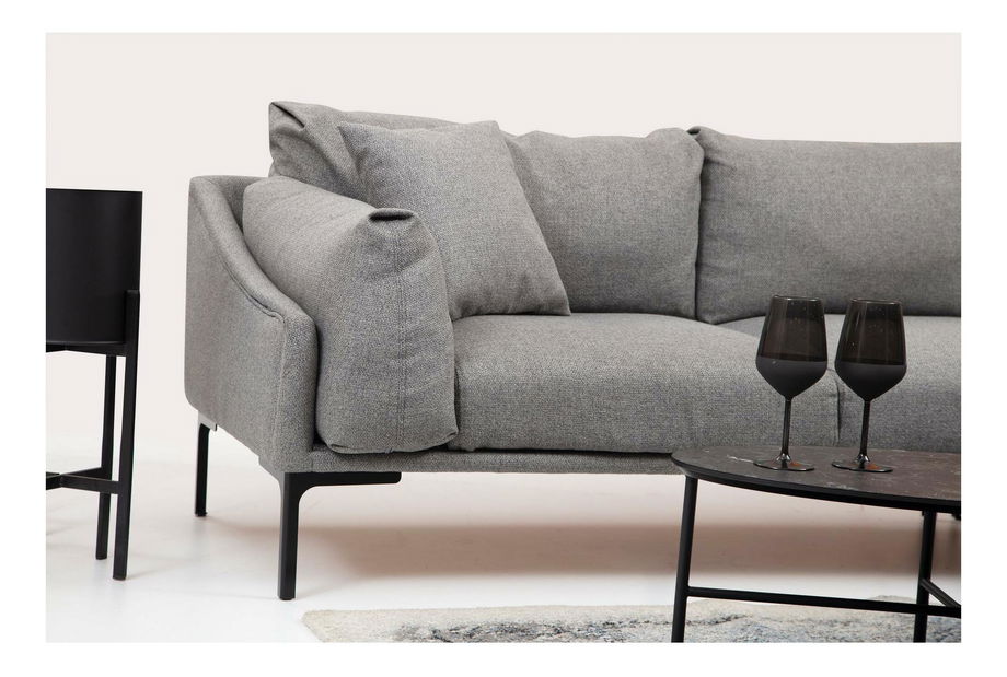 Rohová sedačka Leonero (P) (sivá + čierna)