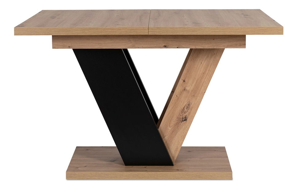 Masă sufragerie extensibilă Comentado (stejar artisan + negru) (pentru 4-6 persoane)