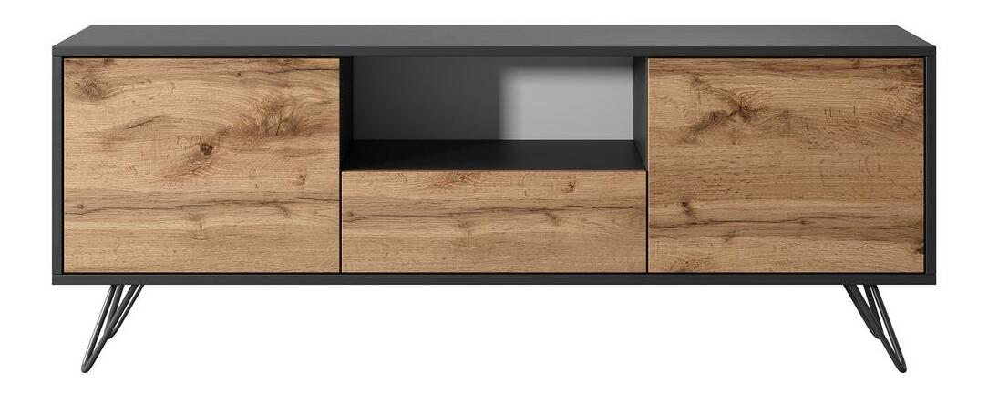 TV ormarić/stolić Polynesia (s rasvjetom) (crna + hrast wotan)