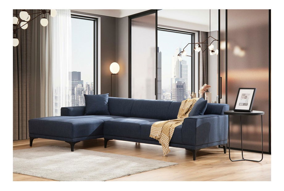 Kutna garnitura Petrafonzo (L) (plava + crna)