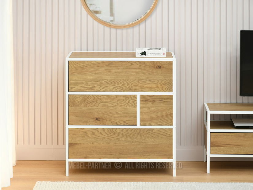 Comodă Soren Kom (stejar + alb)