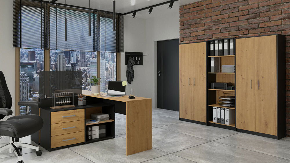 Polcos szekrény Obtenidas 1 (antracit + artisan tölgy)