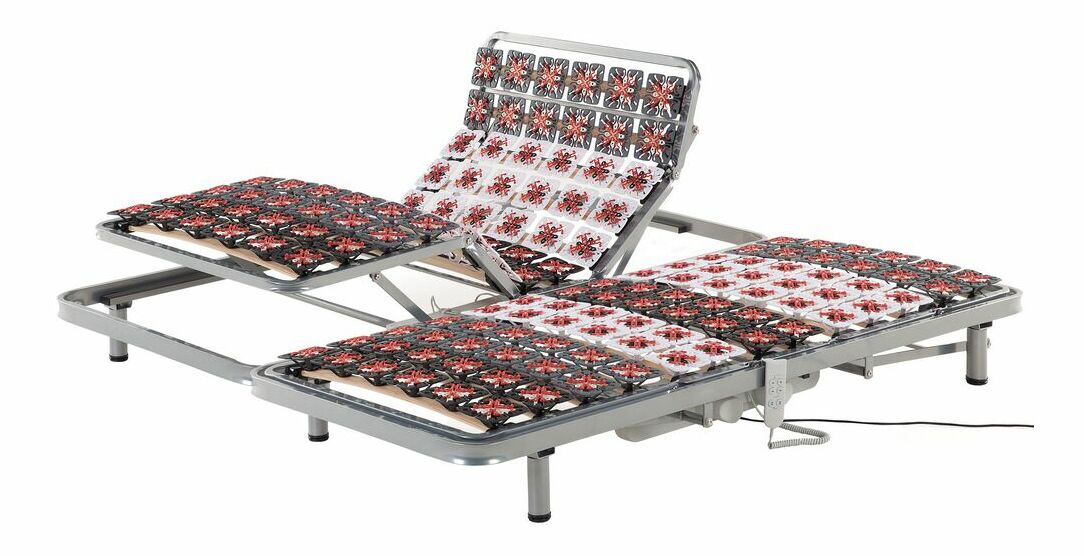 Set 2 buc. somiere lamelare electric reglabile 200x180 cm SCAR (lemn) (gri)