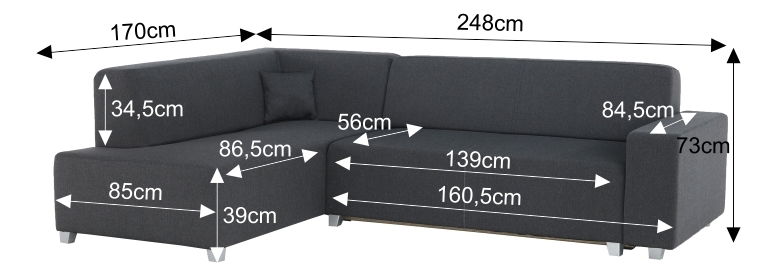 Rohová sedačka Colliria sivočierna (L)