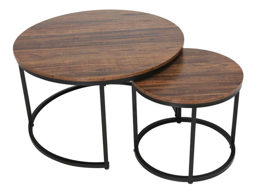 Set stolića za kavu (2 kom.) Cayera (orah + crna) 