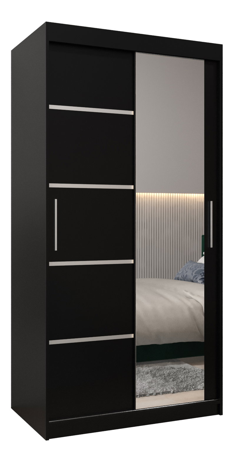 Ruhásszekrény 100 cm tükörrel Verika 2 100 (fekete)