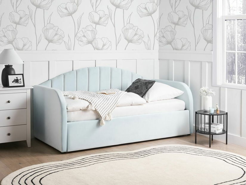 Jednolôžková posteľ 200 x 90 cm Eithan (modrá) (s roštom)