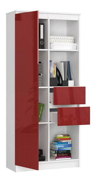 Regál Rizwan (biela + červený lesk)