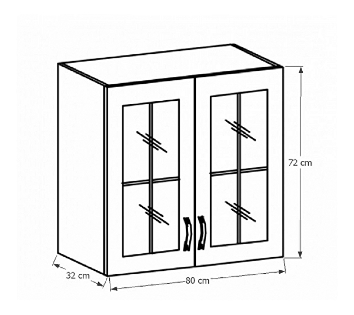 Horná kuchynská skrinka so sklom G80S Sillina (sosna andersen)