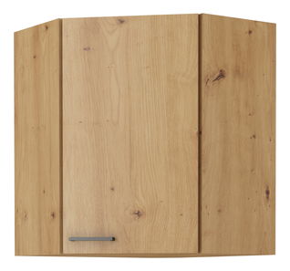 Horná rohová kuchynská skrinka Miraluna (dub artisan + čierna matná)