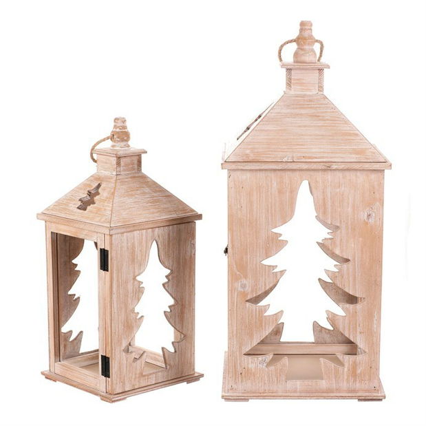 Drveni fenjer 2 kom Četinjače (prirodna)