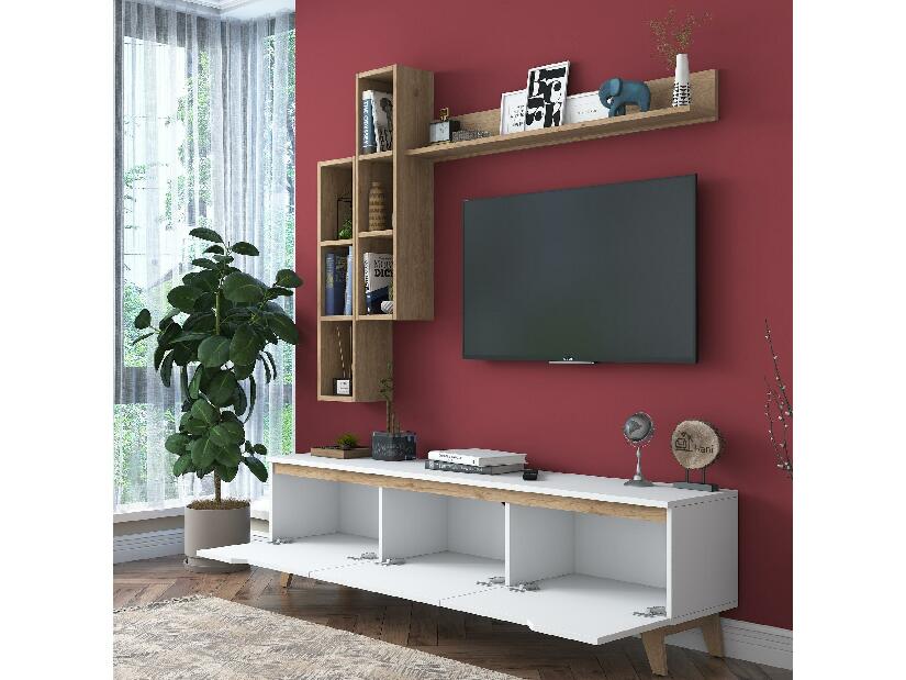 Mobilier living Mitevu 2 (alb + Nuc) 