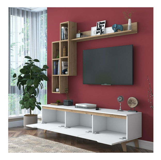 Obývacia stena Mitevu 2 (biela + orech) 