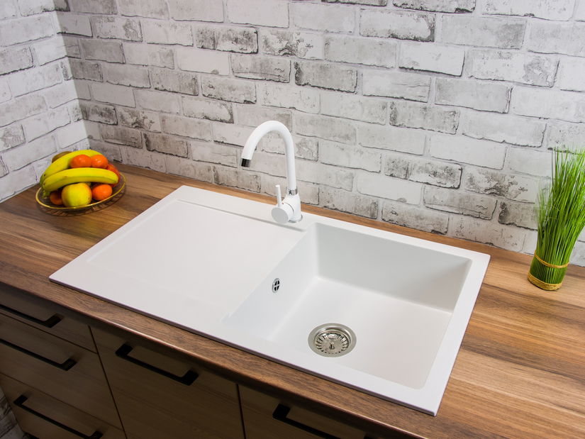 Kuchynský drez Adaxa (biela) (s 1 otvorom pre batériu) (L)