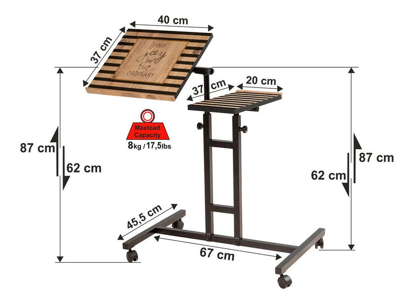 PC asztal Gaudius (atlanti fenyő + fekete)