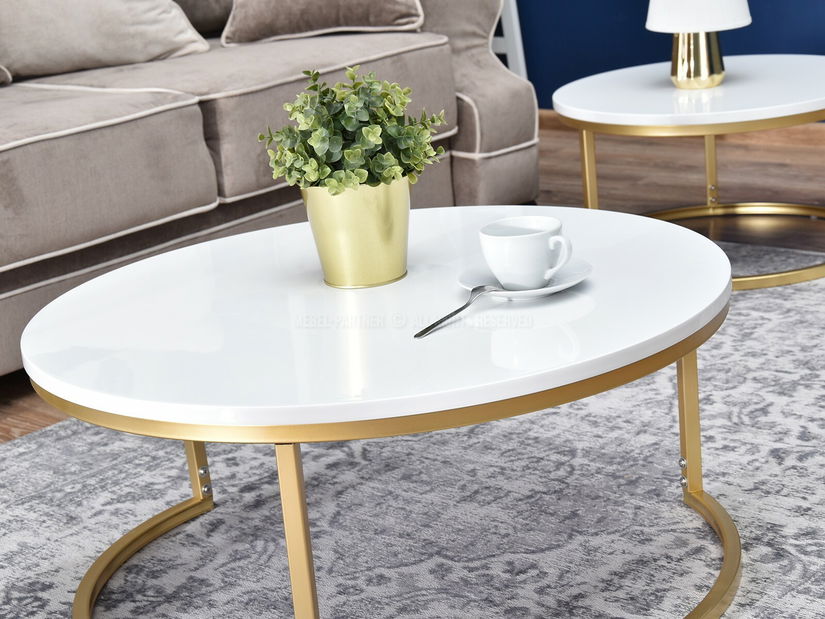 Măsuță de cafea Kolja Stolik Xl (alb + auriu)