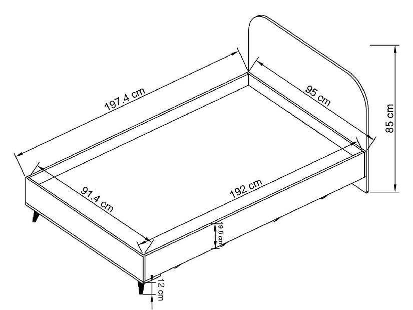 Jednolôžková posteľ 90 cm Larissa 107 (biela)