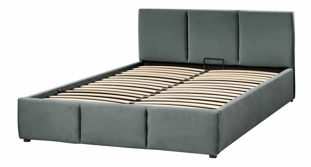 Pat matrimonial 160 cm Belize (gri închis) (cu somieră) (cu sp. depozitare)