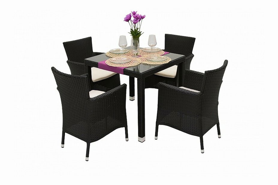 Záhradná zostava Modena I. 1+4 (čierna) (um. Ratan)