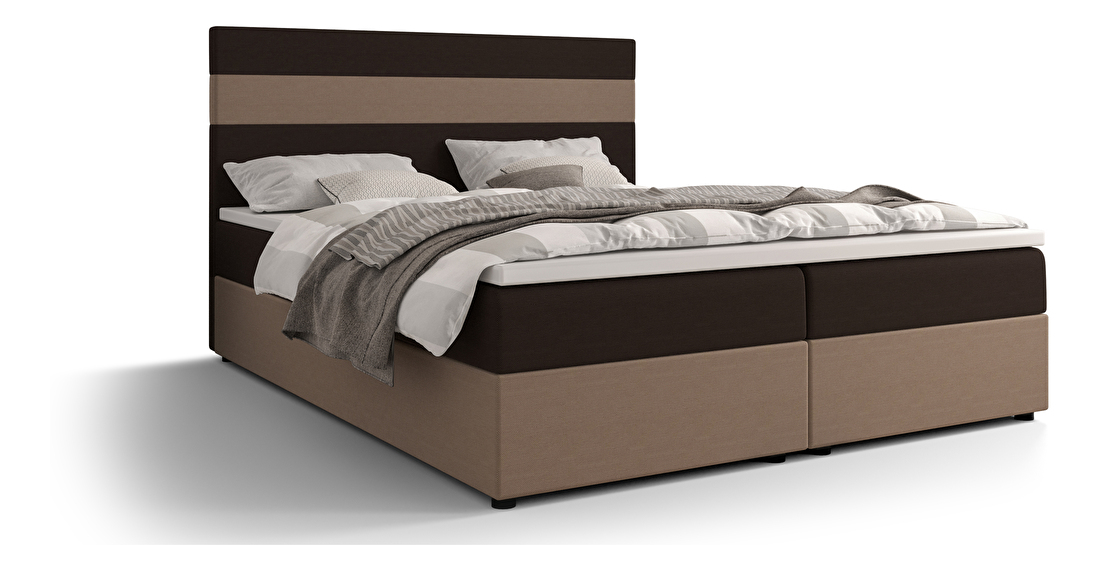 Bračni krevet Boxspring 140 cm Locos Comfort (tamnosmeđa + svijetlosmeđa) (s madracem i prostorom za odlaganje)