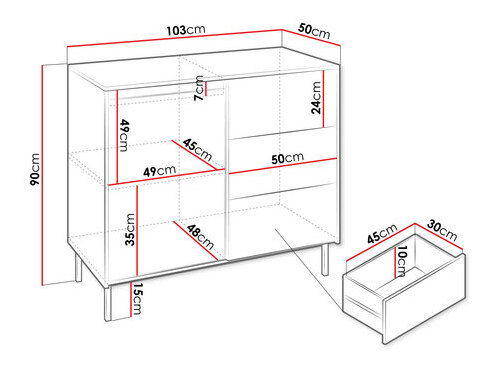 Komoda Somkera 1D3SZ (kašmír + čierna) 