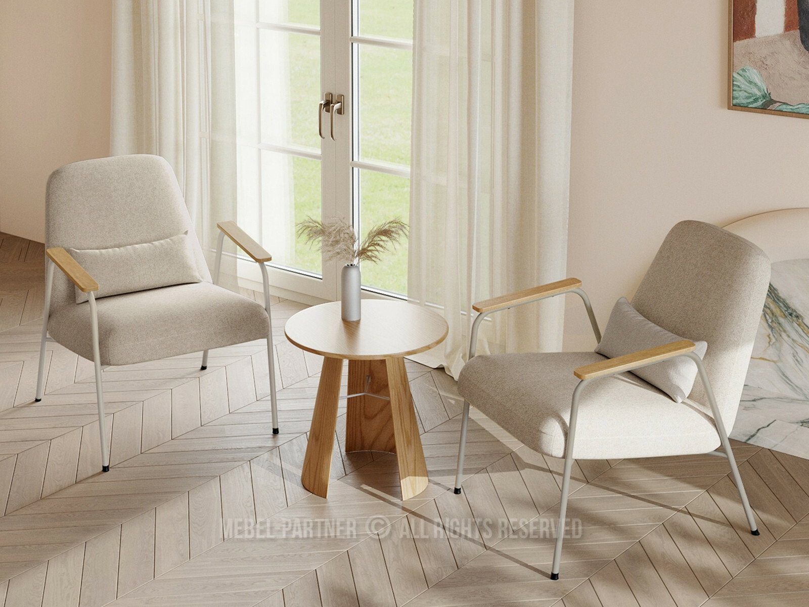 Relaxačné kreslo Elesenta (dub + béžová)