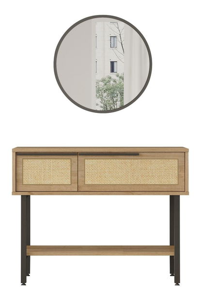 Konzolový stolík Otto 12 (so zrkadlom) (orech + dub + čierna)