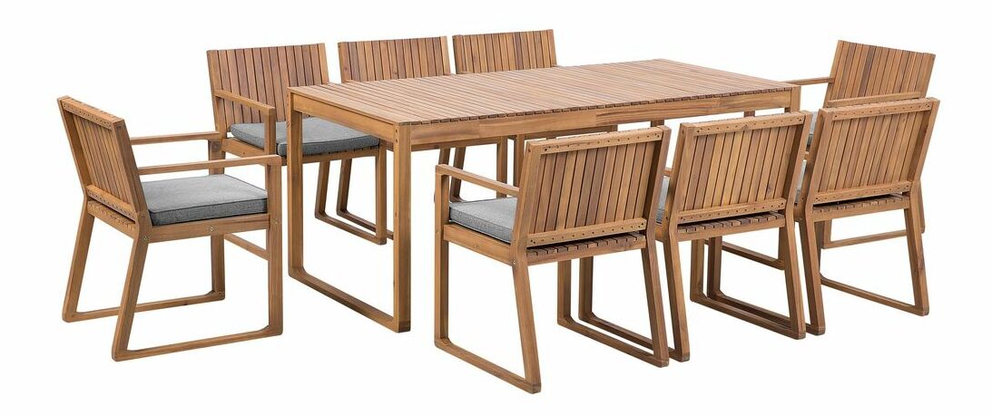 Set de masă pentru grădină Sasan (maro deschis) (perne gri)