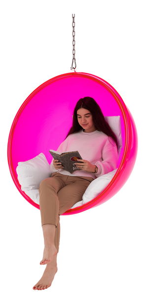 Felakasztható fotel Brynlee Typ 1 (rózsaszín + ezüst + fehér)