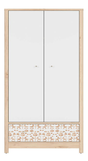 Szekrény Timon SZF2D1S (bükk ikonik + fehér + lovak + fehér)