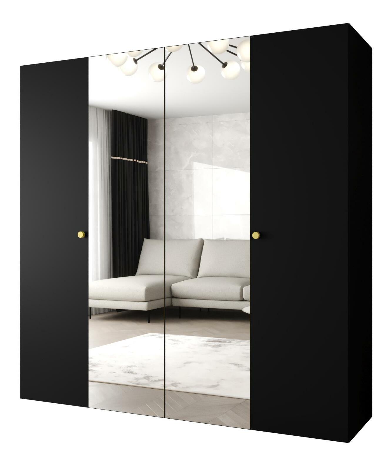 Ruhásszekrény 200 cm Parna 2 (fekete + arany)