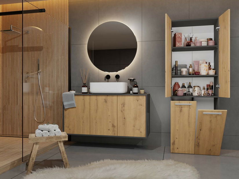 Kúpeľňová skrinka Neltossa 1 (antracit + dub artisan)