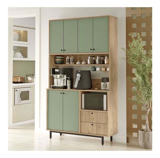 Polcos szekrény Rebutia 7 (tölgy + zöld)