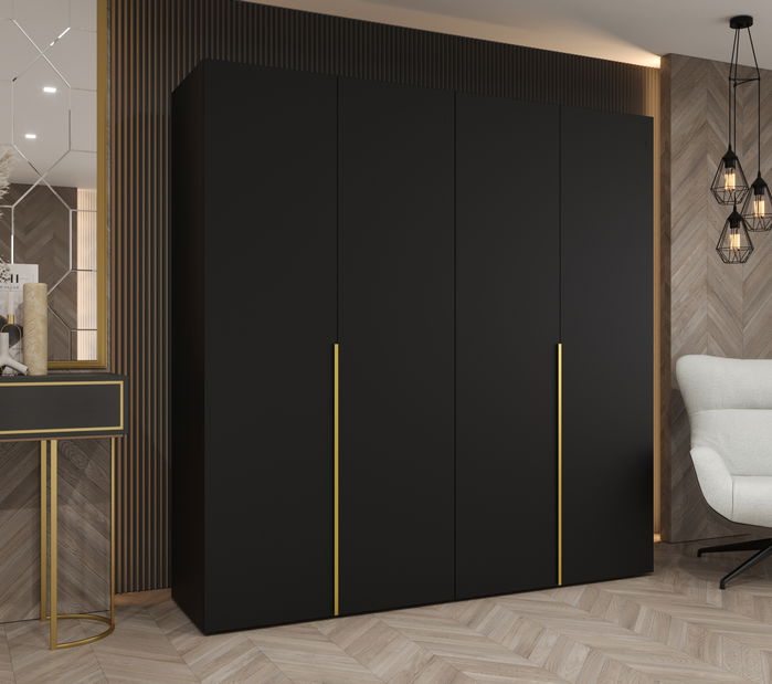 Dulap de haine 200 cm Alice 1 (Negru + Auriu)