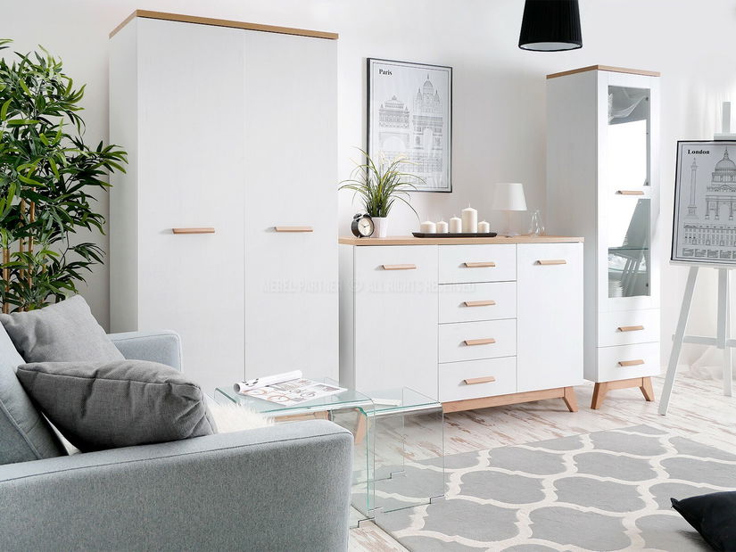 Namještaj za blagovaonicu Bajas 03 (bijela + hrast)