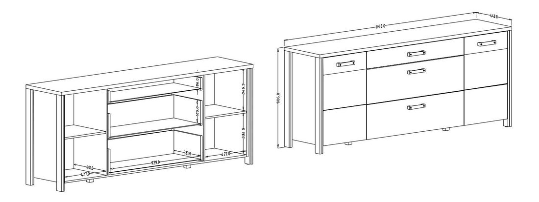 Komoda Buena Typ 25 (old style + tmavé drevo)