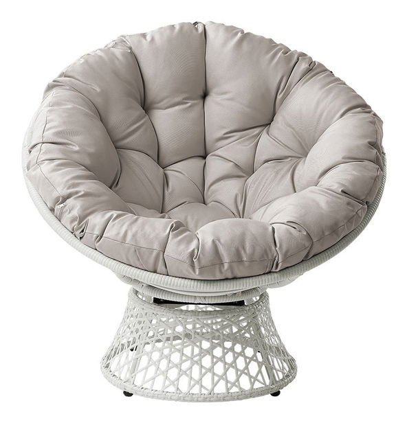 Fotoliu rotativ de grădină Arliss (cadru) (Alb + Gri)